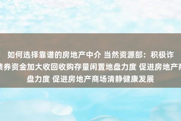 如何选择靠谱的房地产中介 当然资源部：积极诈欺场地政府专项债券资金加大收回收购存量闲置地盘力度 促进房地产商场清静健康发展