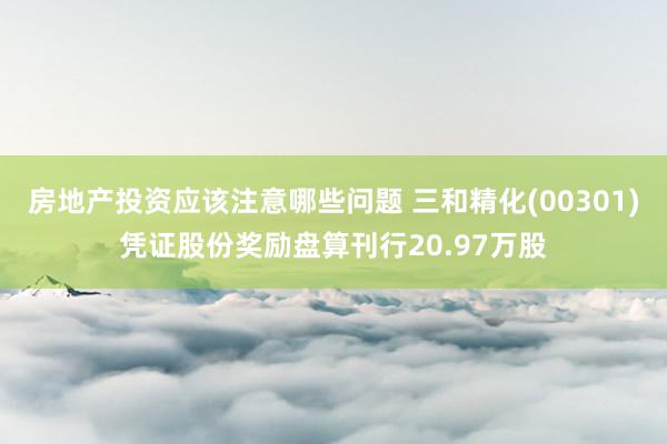 房地产投资应该注意哪些问题 三和精化(00301)凭证股份奖励盘算刊行20.97万股