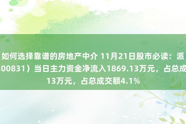 如何选择靠谱的房地产中介 11月21日股市必读：派瑞股份（300831）当日主力资金净流入1869.13万元，占总成交额4.1%