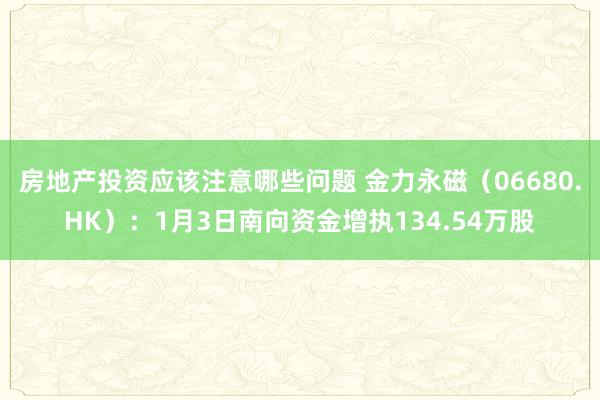 房地产投资应该注意哪些问题 金力永磁（06680.HK）：1月3日南向资金增执134.54万股