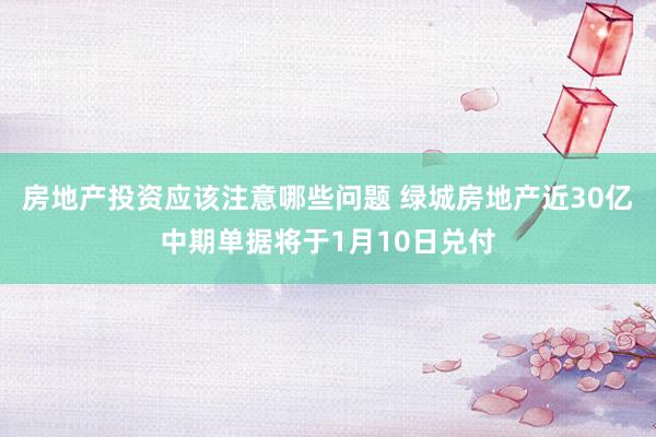 房地产投资应该注意哪些问题 绿城房地产近30亿中期单据将于1月10日兑付