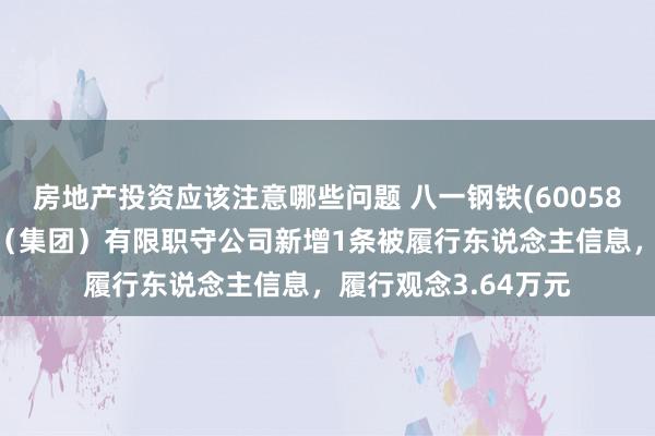 房地产投资应该注意哪些问题 八一钢铁(600581)控股的新疆焦煤（集团）有限职守公司新增1条被履行东说念主信息，履行观念3.64万元