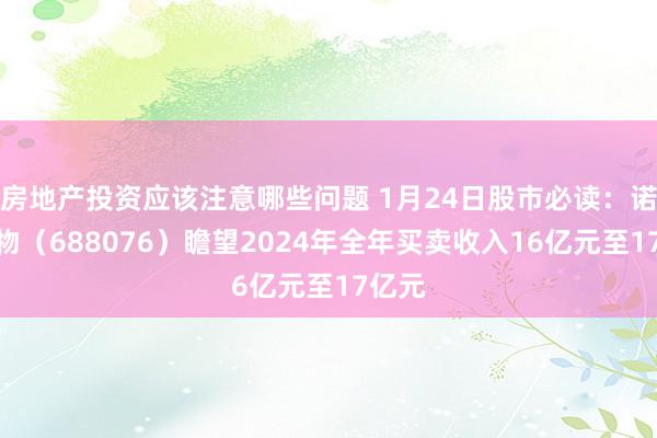 房地产投资应该注意哪些问题 1月24日股市必读：诺泰生物（688076）瞻望2024年全年买卖收入16亿元至17亿元