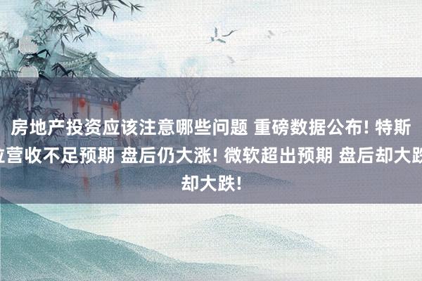 房地产投资应该注意哪些问题 重磅数据公布! 特斯拉营收不足预期 盘后仍大涨! 微软超出预期 盘后却大跌!