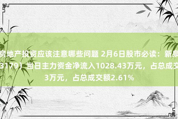 房地产投资应该注意哪些问题 2月6日股市必读：新泉股份（603179）当日主力资金净流入1028.43万元，占总成交额2.61%