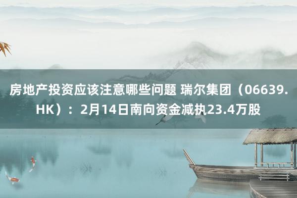 房地产投资应该注意哪些问题 瑞尔集团（06639.HK）：2月14日南向资金减执23.4万股