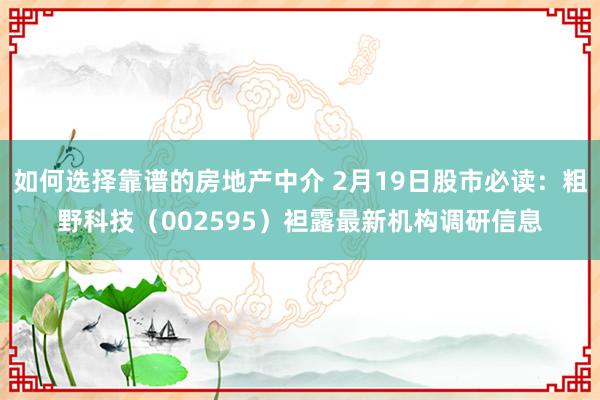 如何选择靠谱的房地产中介 2月19日股市必读：粗野科技（002595）袒露最新机构调研信息