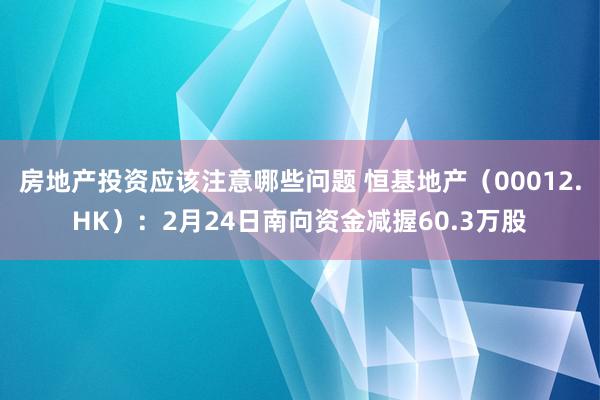 房地产投资应该注意哪些问题 恒基地产（00012.HK）：2月24日南向资金减握60.3万股